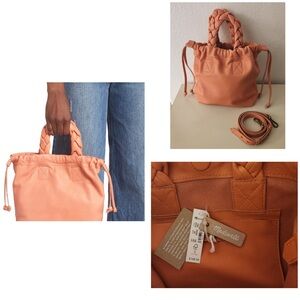 New with tags Madewell The Piazza Leather Crossbody Braided Bag Strap Peach